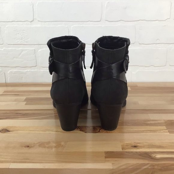 Franco Sarto booties black leather harness ankle boots southwestern western 6.5 - Picture 2 of 13